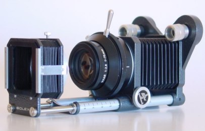 Side View of Bellows Attachment for Macro Filming