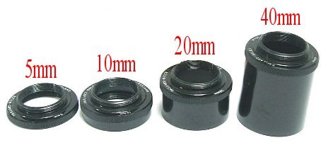 Graphic showing different sizes of Extension Tubes